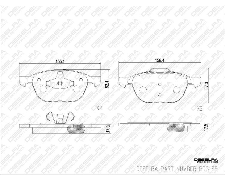 DESELRA Brake Pad Set Front (BD3188) Gregs Motor Spares