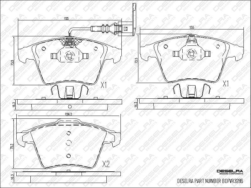 DESELRA Brake Pad Set Front (BDFVR3286) Gregs Motor Spares