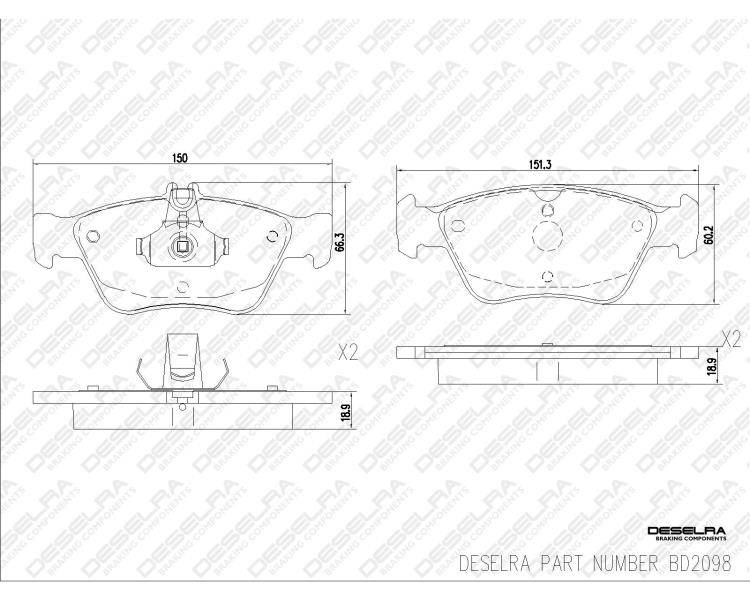 DESELRA Brake Pad Set Front (BD2098) Gregs Motor Spares