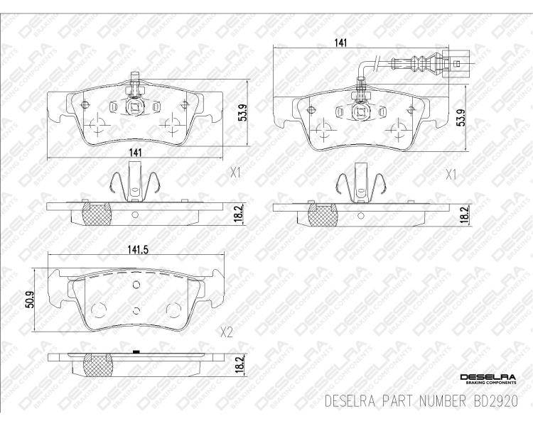 DESELRA Brake Pad Set Rear (BD2920) Gregs Motor Spares