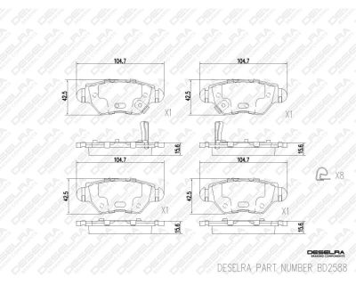 DESELRA Brake Pad Set Rear (BD2588)