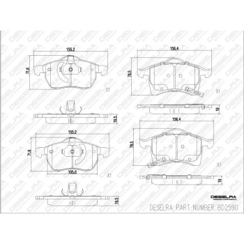 DESELRA Brake Pad Set Front (BD2590)