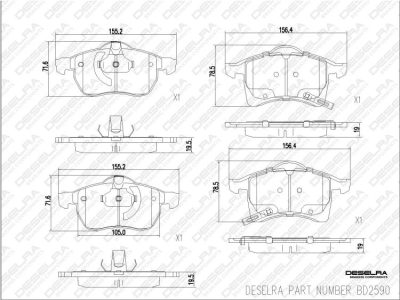 DESELRA Brake Pad Set Front (BD2590)