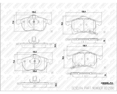 DESELRA Brake Pad Set Front (BD2590)