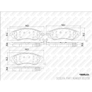 DESELRA Brake Pad Set Front (BD2738)
