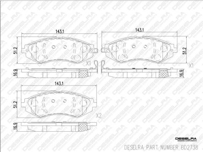 DESELRA Brake Pad Set Front (BD2738)