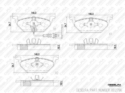 DESELRA Brake Pad Set Front (BD2796)