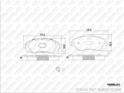 DESELRA Brake Pad Set Front (BD2848)