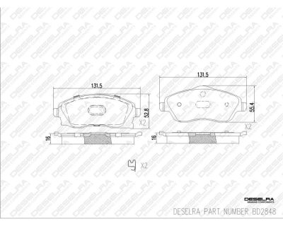 DESELRA Brake Pad Set Front (BD2848)