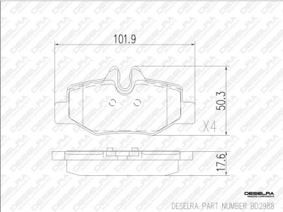 DESELRA Brake Pad Set Rear (BD2988)