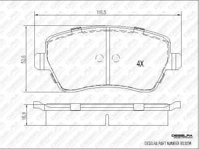 DESELRA Brake Pad Set Front (BD3234)