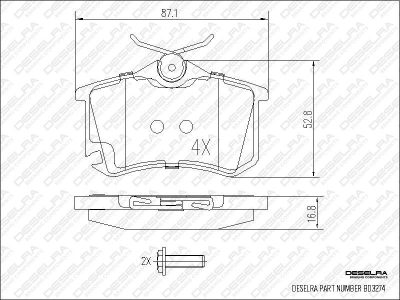 DESELRA Brake Pad Set Rear (BD3274)