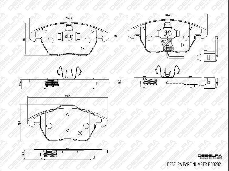 DESELRA Brake Pad Set Front (BD3282) - Gregs Motor Spares