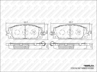 DESELRA Brake Pad Set Front (BD3658)