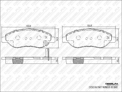 DESELRA Brake Pad Set Front (BD3842)