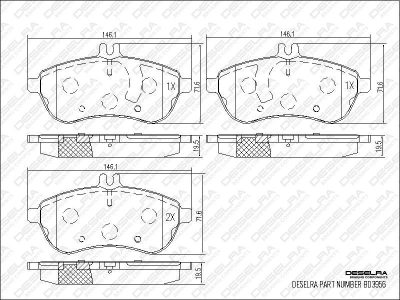 DESELRA Brake Pad Set Front (BD3956)