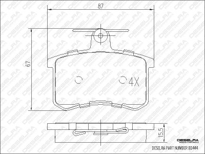 DESELRA Brake Pad Set Rear (BD444)