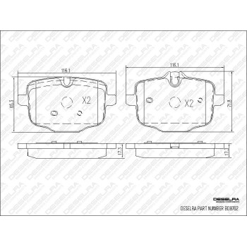 DESELRA Brake Pad Set Rear (BD8762)