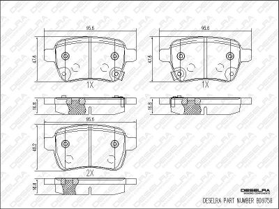 DESELRA Brake Pad Set Rear (BD9758)