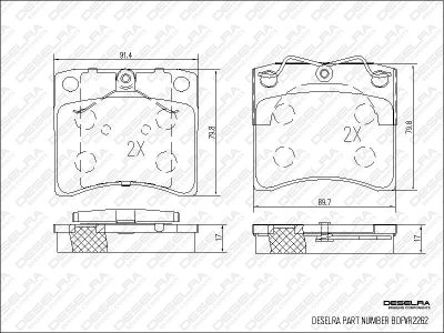 DESELRA Brake Pad Set Front (BDFVR2262)