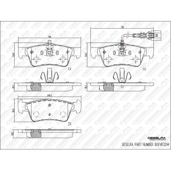 DESELRA Brake Pad Set Rear (BDFVR3294)