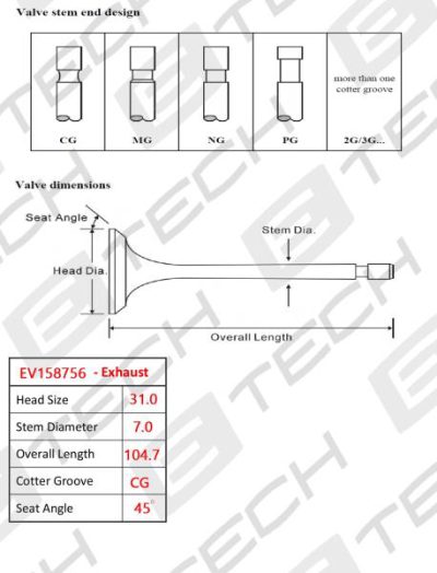 E TECH Exhaust Valve (EV158756)