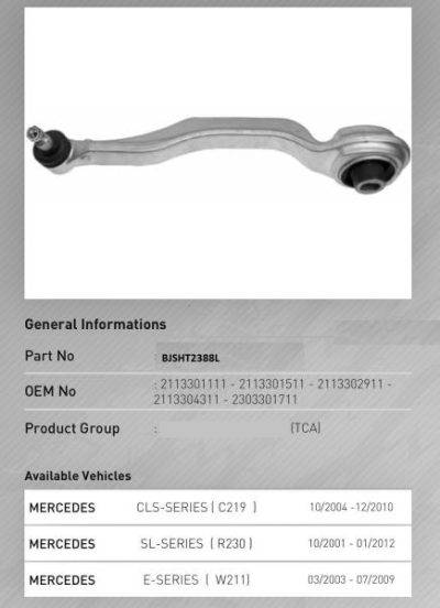 MOVO Control Arm Lower Left (BJSHT2388L)