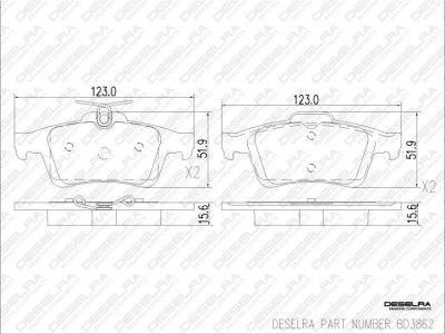 DESELRA Brake Pad Set Rear (BD3862)