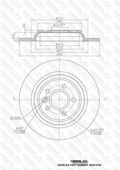 DESELRA Brake Disc Rear (BKD12154)