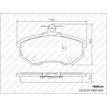 DESELRA Brake Pad Set Front (BD826)