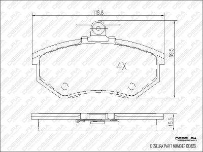 DESELRA Brake Pad Set Front (BD826)