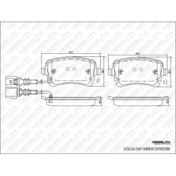 DESELRA Brake Pad Set Rear (BDFVR3288)