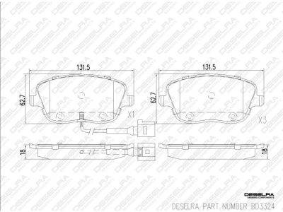 DESELRA Brake Pad Set Front (BD3324)