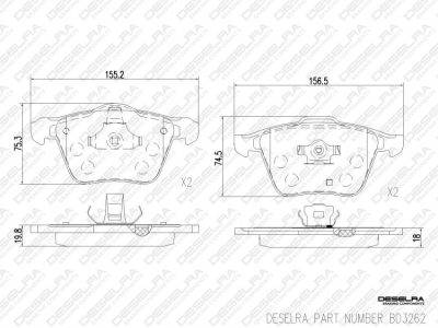 DESELRA Brake Pad Set Front (BD3262)