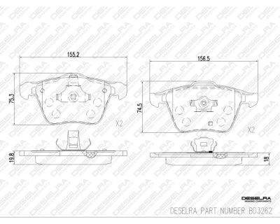 DESELRA Brake Pad Set Front (BD3262)