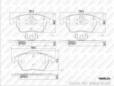 DESELRA Brake Pad Set Front (BD3456)