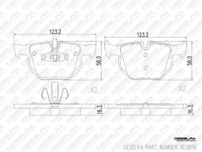 DESELRA Brake Pad Set Rear (BD3616)