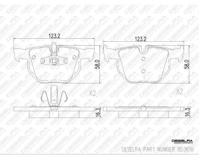 DESELRA Brake Pad Set Rear (BD3616)