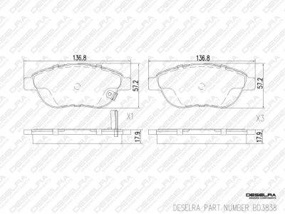 DESELRA Brake Pad Set Front (BD3838)