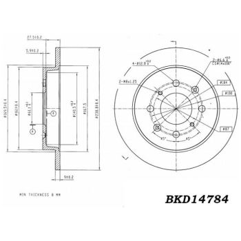 DESELRA BRAKE DISC REAR (BKD14784)