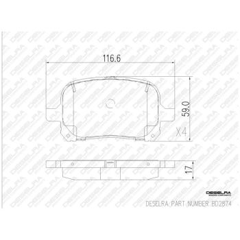 DESELRA Brake Pad Set Front (BD2874)