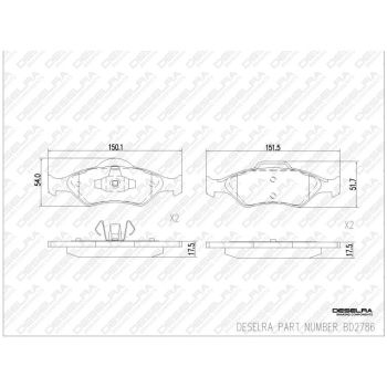 DESELRA Brake Pad Set Front (BD2786)