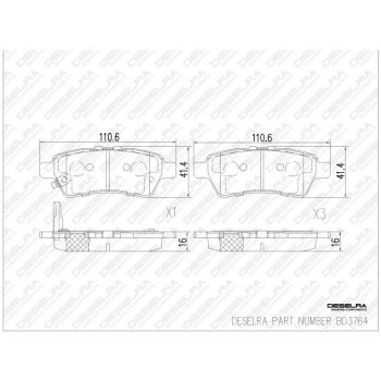 DESELRA Brake Pad Set Rear (BD3764)
