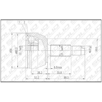 SOLID CV JOINT OUTER (CVFD1006)